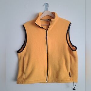 Vintage Woolrich Polartec Fleece Vest Yellow Full Zip Pockets Bungee Hem Men's L